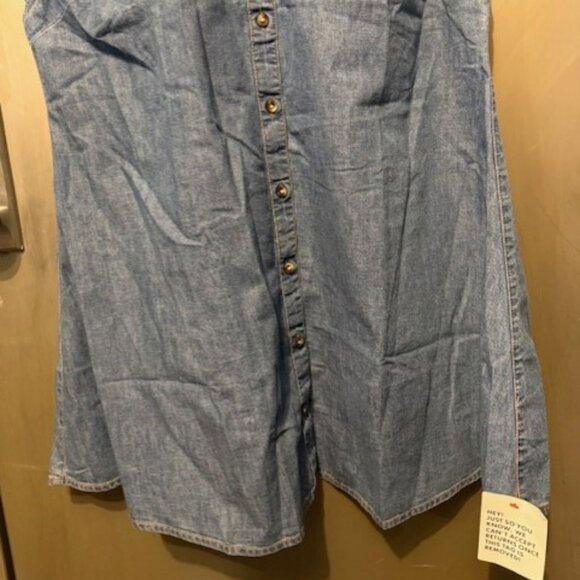 Miss Selfridge denim babydoll shirt mini dress in blue chambray - Picture 8 of 16